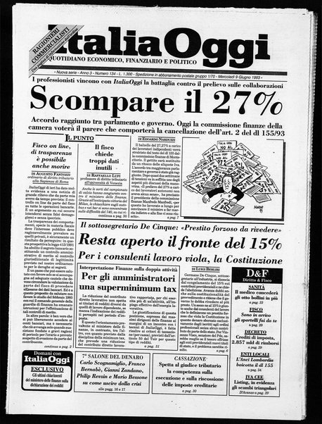 Italia oggi : quotidiano di economia finanza e politica